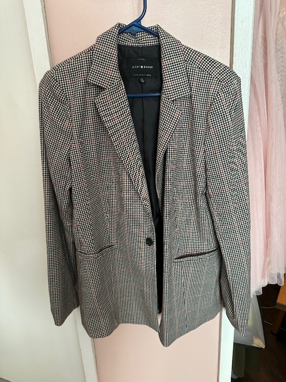 Lucky Brand Oversized Houndstooth Plaid Blazer Size M